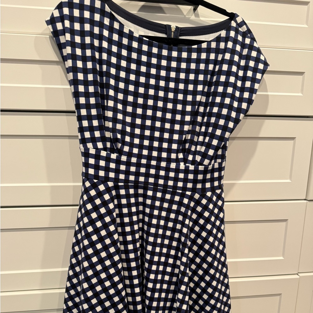 Kate Spade Stylish Gingham Navy and White Checkered Dress